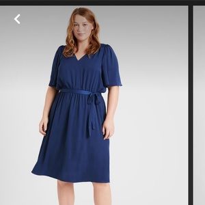 Banana Republic Satin Flutter Sleeve Dress